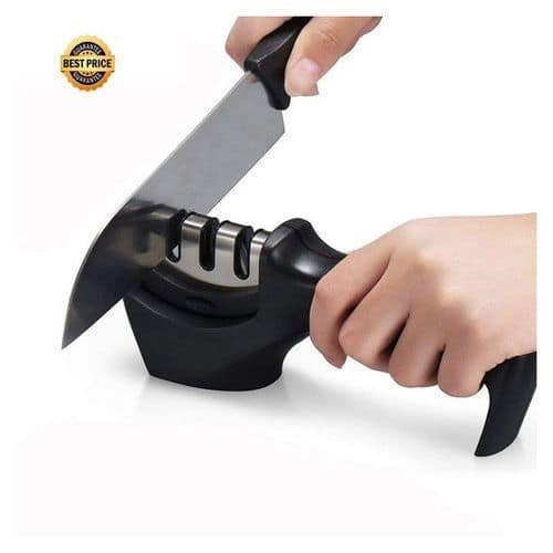 Black 3 stage Kitchen Knife Sharpener 1