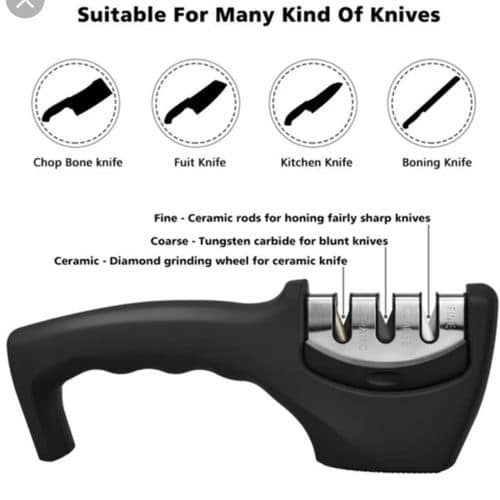 Black 3 stage Kitchen Knife Sharpener 2